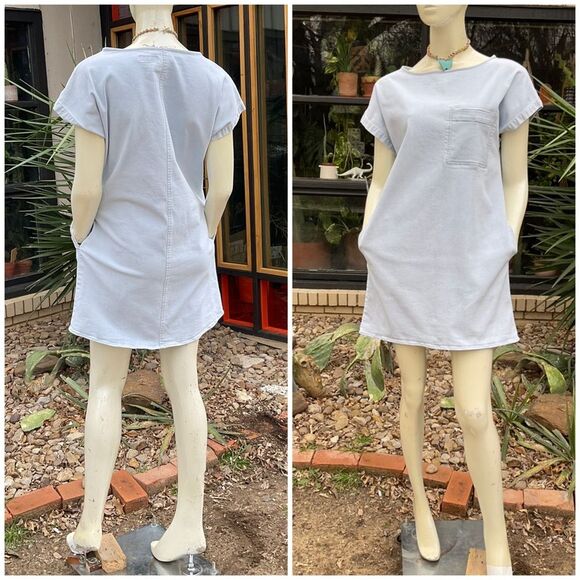 Vintage 90s y2K Boxy Denim Chambray Shirt Dress Size Small - Picture 2 of 10